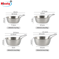 Bol de cuisson en acier inoxydable 304 personnalisable avec poignée, bol rond doré argenté coréen pour restaurant, bol à vin de riz