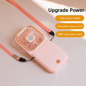 Mini ventilador enfriador de aire con cuello colgante, ventilador USB, soporte plegable para teléfono, fuente de alimentación móvil de 3000mAh, Mini ventiladores portátiles con Banco de energía - Product Image 4