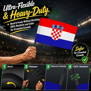 Drapeau croate imprimé 30x45cm en gros, en polyester durable avec poignée EVA de qualité supérieure, ultra flexible, pour rallye de <span class=keywords><strong>football</strong></span> - Product Image 3