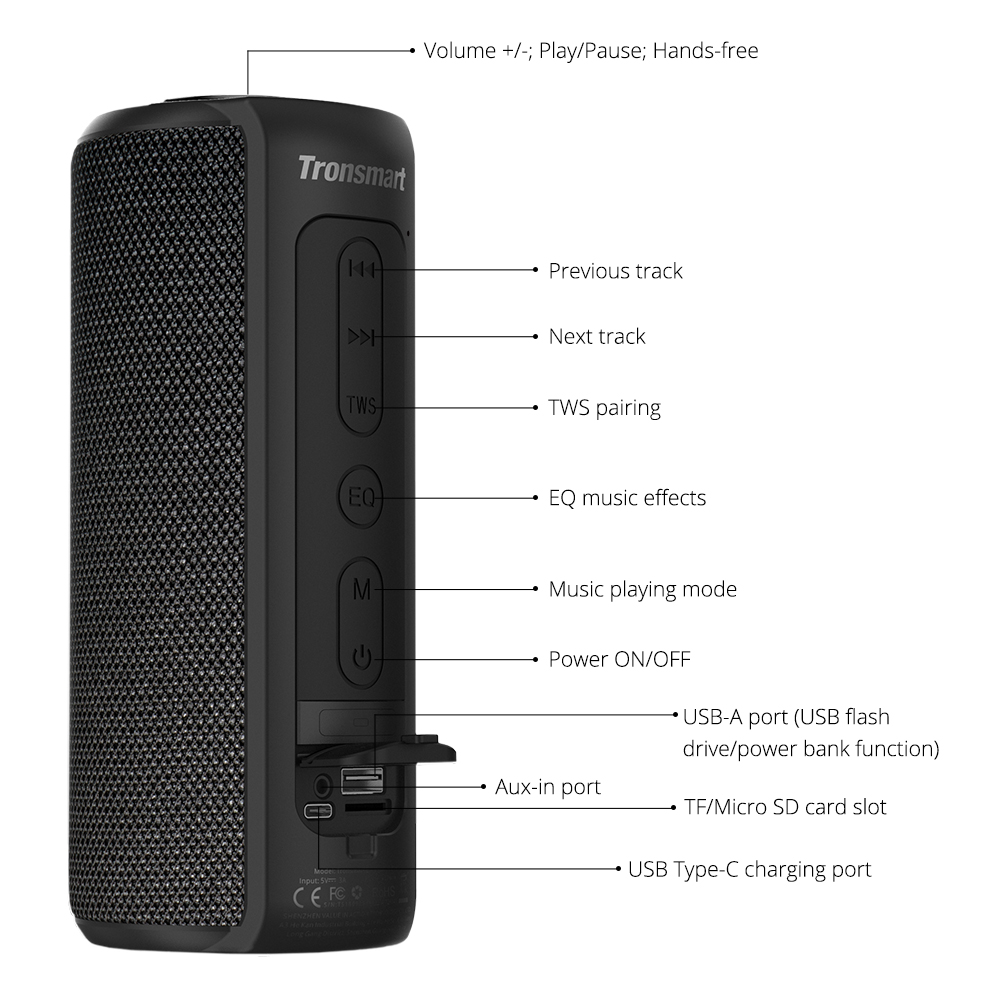 Tronsmart T6 Plusワイヤレススピーカー40Wポータブルスピーカー