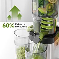 Extracteur de jus électrique à froid en acier inoxydable, grande goulotte d'alimentation, nettoyage facile, mastication lente, triple filtre, usage domestique