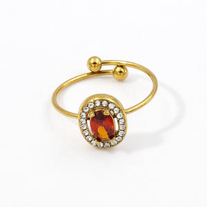 Bagues ouvertes en acier inoxydable de designer plaqué or 18 carats à la mode pour les cadeaux de fiançailles de mariage en gros avec diamant zircon cubique CZ - Product Image 6