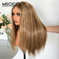 Perruque en cheveux humains vierges bruts birmans, vente en gros d'usine, lisse, brun clair, perruque frontale en dentelle 13x4, cuticules alignées, perruques de cheveux birmans