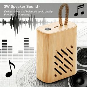 Lecteur de musique portable sans fil Bluetooth personnalisé avec logo, mini en bambou, alimenté par 3W - Product Image 2