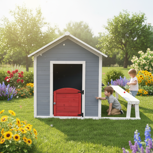 Houten speelhuisje voor kinderen voor in de tuin, met bankje - Product Image 2