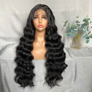 Perruques synthétiques ondulées ombrées avec raie au milieu, perruques en dentelle à l'aspect naturel, perruques en fibre pour femmes, idéales pour les fêtes - Product Image 2