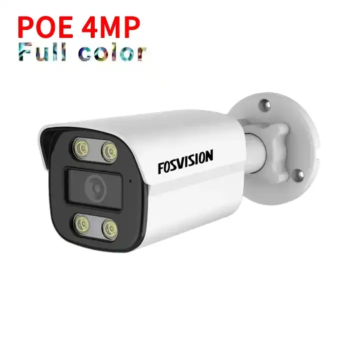 Fosvision 4MP IP POE Camera Outdoor full color night vision cctv full hd IP66 telecamera IP POE di sicurezza domestica impermeabile