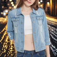 Veste en jean décontractée pour femme, collection hiver, ornée de perles et strass, coupe ample, grande taille, avec boutons décoratifs, imperméable – Offre spéciale