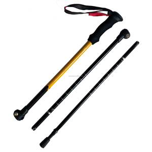Bâtons de randonnée en aluminium noir de qualité supérieure, légers et réglables, 135 cm avec système de verrouillage à bascule - Product Image 5