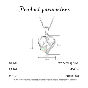 Exquisite S925 Sterling Silver <b>Opal</b> Heart Clavicle Chain Pendant <b>Necklace</b> for Women Fashion Jewelry Mother's Day Gift - Product Image 2