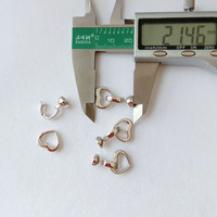 Haute qualité 925 argent 18K plaqué or 21x13mm en forme de coeur métal cordon extrémités collier fermoir en gros bijoux résultats cuivre