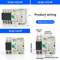 Saklar Transfer Otomatis Dual Power Kelas PC 125 2P 3P 4P 100A ATS untuk Pengalihan Otomatis Tenaga Surya Kota