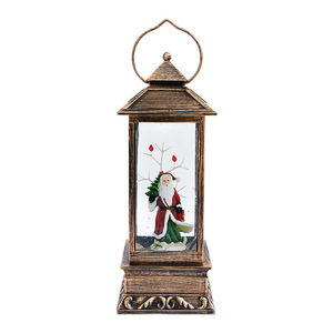 Lanterne de Noël en résine avec boîte à musique, Père Noël et bonhomme de neige, décoration de table, cadeau de Noël, ornement, dropshipping Shopify - Product Image 1