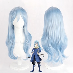 Peluca Larga y Rizada Azul Claro de 60 cm al por Mayor, Peluca de Cosplay de Anime Sintética de <span class=keywords><strong>Rimuru</strong></span> Tempest, Peluca para Fiesta de Halloween - Product Image 1
