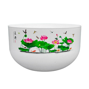 White Resin Flower <b>Pot</b> Set With Lotus Design For Indoor Outdoor Hydroponic Plants Traditional Chinese Style - Product Image 2