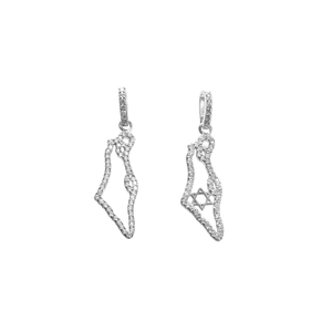 925 Sterling Bạc Trang Sức Israel Của 18K Vàng Mạ Đồ Trang Sức Ngôi Sao Của David Israel Bản Đồ Mặt Dây Chuyền Quyến Rũ Vòng Cổ Với Zircon - Product Image 6