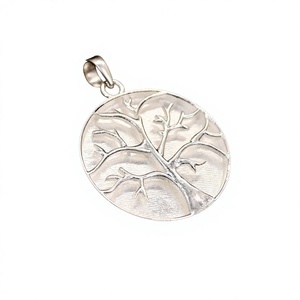 Colgante de Plata de Ley 925 con Baño de Rodio de 25mm, Diseño Árbol de la Vida, para Resina, Cenizas, Recuerdo, Joyería DIY para Mujer - Product Image 1