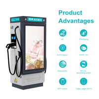 Borne de Recharge Rapide DC pour Véhicules Électriques, 60kW 120kW, avec Écran Publicitaire 55 Pouces et Plateforme OCPP