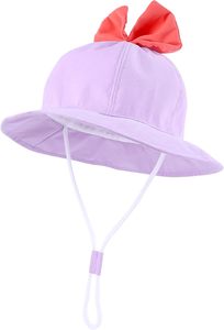 Imprimir Bowknot Beach Sun Protection Hats Sombreros de cubo ajustables para niños pequeños Bebés y niñas (Bowknot Rose Red) - Product Image 3