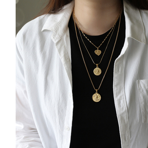 INS-colgante de <span class=keywords><strong>Luna</strong></span> y estrella de cristal chapado en oro de 18K, collares de circón de media <span class=keywords><strong>luna</strong></span>, collar de acero inoxidable, joyería - Product Image 3