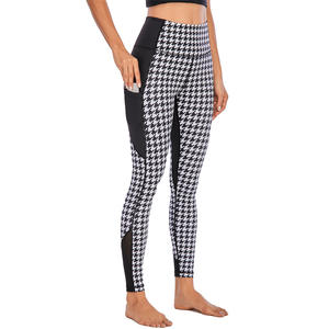 Leggings <span class=keywords><strong>de</strong></span> sport <span class=keywords><strong>pied</strong></span>-<span class=keywords><strong>de</strong></span>-<span class=keywords><strong>poule</strong></span>, noir et blanc, tendance, pantalon <span class=keywords><strong>de</strong></span> Yoga taille haute avec poches, nouveau Design - Product Image 1