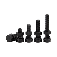 Boulons hexagonaux en acier au carbone à haute résistance, finition oxyde noir ASME, avec écrous et rondelles, M20 x 1,5 x 80, boulon hexagonal pleine taille