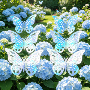 Farfalle Decorative Argento 6 Pezzi e 12 Pezzi, Decorazioni per Feste in Plastica Riutilizzabili per Compleanni, Uso Interno, Adulti - Product Image 6