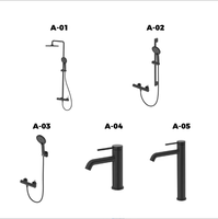 Ensemble de douche moderne gris anthracite avec robinet de lavabo en laiton, mitigeur chaud/froid pour hôtel et villa