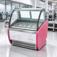 Vitrine réfrigérée pour glaces italiennes avec système de refroidissement par ventilateur, vitrine à gelato 10/12/14 bacs