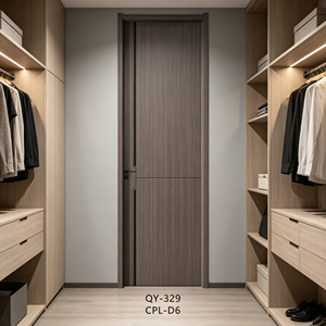 Porte intérieure en MDF pré-montée facile à installer, portes en bois intérieures modernes avec revêtement <span class=keywords><strong>CPL</strong></span>, ensemble de portes avec cadre - Product Image 2