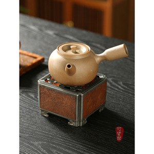 Chinese Handmade Antique Tin Rock <b>Tea</b> Warmer Square Copper Candle Heated <b>Tea</b> Brewer For <b>Tea</b> <b>Set</b> - Product Image 4
