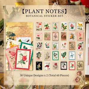Pegatinas de Sellos Postales Vintage, Pegatinas de Papel Botánico Estéticas para Scrapbooking, Suministros para Diario, Decoración para Bullet Journal - Product Image 4