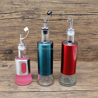 Bouteille en verre de 200 ml, 300 ml, 500 ml pour l'huile avec double bec verseur en silicone