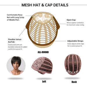 Peluca de cabello sintético estilo Afro para uso diario, pelo corto recto con flequillo <span class=keywords><strong>Pixie</strong></span>, corte Bob en capas, color negro y marrón, resistente al calor - Product Image 6
