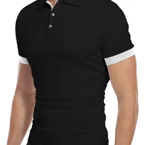 Diseño OEM logotipo personalizado poliéster Golf Polo Color contraste cuello Polo para hombres