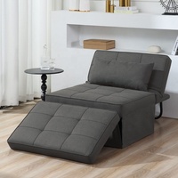 Lit ottoman pliant multifonction 4 en 1 en tissu rouge avec dossier réglable, chaise-lit moderne pour le salon