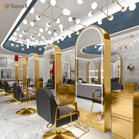 Yoocell — miroir de salon de coiffure or, miroir lumineux led double face pour salon de coiffure, plus vendu