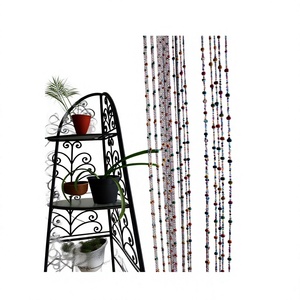 Guirlande de porte moderne en perles, 190 cm, rideau de perles en verre colorées avec clochettes, thème nature et animaux, décoration intérieure - Product Image 1