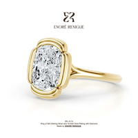 Bague en moissanite D VVS1 de 2 carats, taille coussin allongée, en argent sterling 925 plaqué or, bijoux raffinés pour femme
