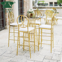 Ensemble table et chaises de bar modernes en acier inoxydable pour mariages, réceptions, hôtels et événements