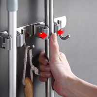 Esun 304 Roestvrijstalen Multi-Functionele Muurbevestiging Moppenrek-Gatvrije Bezemopklem Voor Keukengarderobe