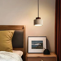 Lampe suspendue cylindrique en pierre naturelle, kit d'éclairage en bois de noyer, lampe suspendue rétro, éclairage suspendu nordique pour îlot de cuisine