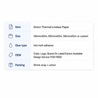 Papier d'étiquettes thermiques sans support adhésif pour balance électronique numérique, rouleau d'étiquettes thermiques sans support, autocollant de transfert thermique