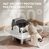 Bac à litière pour chat intelligent, automatique, facile à nettoyer, avec contrôle par application, reconnaissance multi-chats et capteur radar, capacité de 65 L