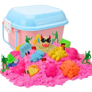 Kids Girls Sensory Toys All-Natural Nox-toxic Play Sand Play-set With Storage Box And Serving Tools