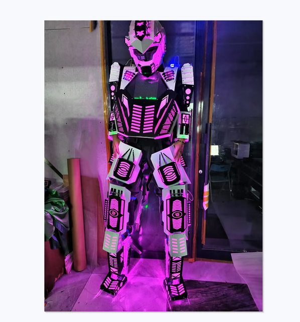 New Coming LED Robot DJ Costume Giant Party Disfraz De Robot Performance Wear for Ballroom Stilts Walker Flamenco Dance