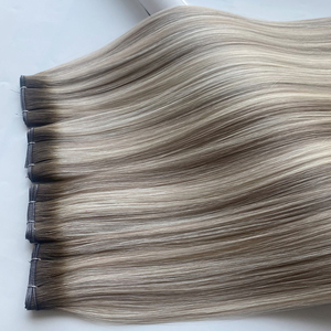 Haiyi, puntas gruesas, marrón chocolate con reflejos rubios claros, <span class=keywords><strong>cabello</strong></span> de trama Remy Genius marrón nogal - Product Image 3