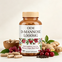 Capsules de D-Mannose 150 unités 1000mg avec Canneberge, Hibiscus et Uva Ursi, Marque Privée OEM, Fourniture en Gros