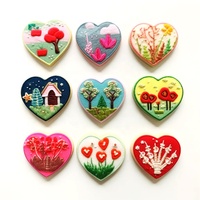 Parches al por mayor con forma de corazón, bordado retro de rosas de diosa, insignia termoadhesiva, accesorios florales estéticos para ropa de San Valentín
