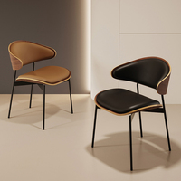 Chaise de salle à manger en métal, meubles de luxe en bois pour la maison, chaises de restaurant modernes en cuir nordique, ensemble pour table à manger